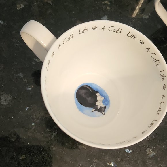 2 Portobello By Design 'Home Is Where My Cat Is' Bone China XL Mugs EUC … - Picture 8 of 9